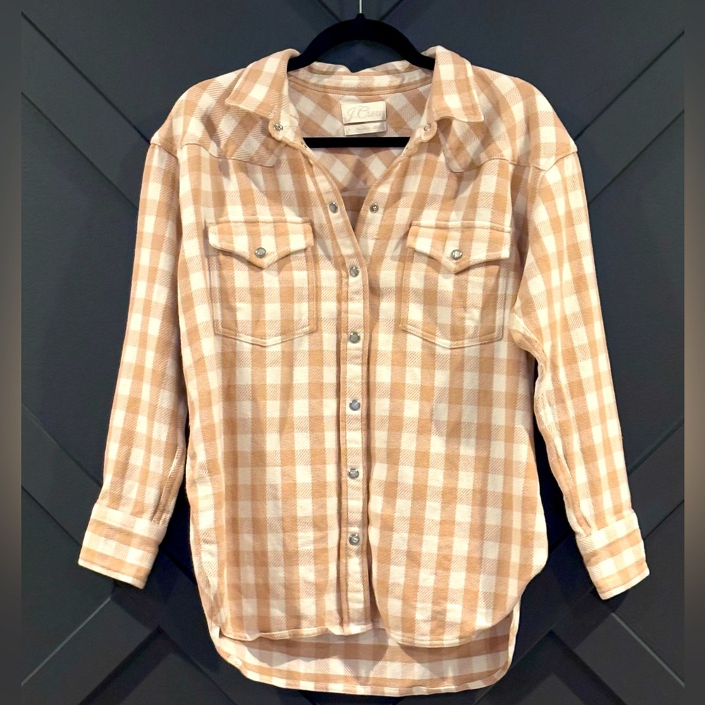 J.Crew relaxed-fit shirt jacket in buffalo check. Shacket NWOT